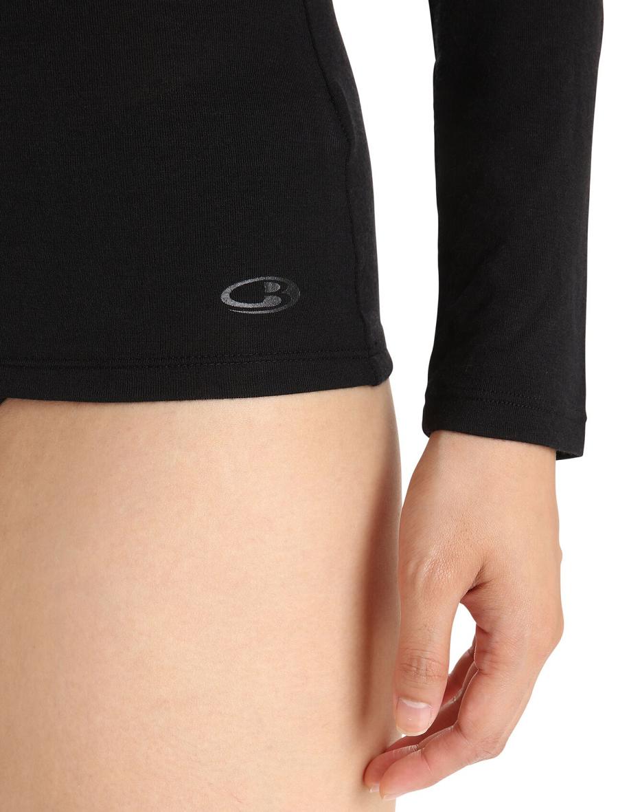 Black Icebreaker Merino Siren Long Sleeve Sweetheart Top Women's Underwear | AU 1691GSOL